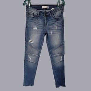 KANCAN Jeans Ankle Skinny Jeans Frayed Hem Dark Wash KC8201D Size 7/27